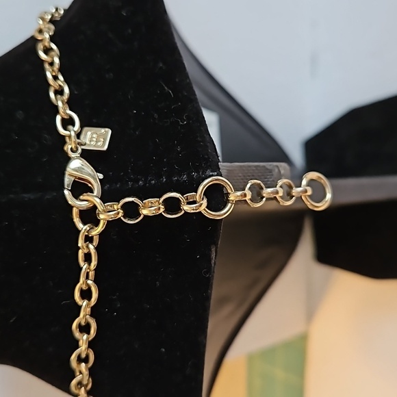 BANANA REPUBLIC Rhinestone & Yellow Stone on Goldtone Necklace - Picture 6 of 7